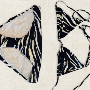 Zebra Print Triangle Bikini Set